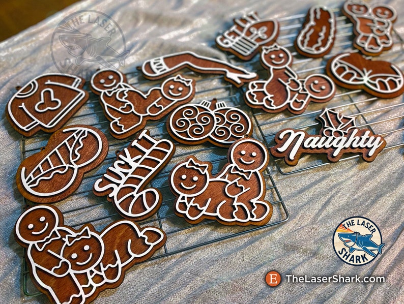 Download Naughty Gingerbread Christmas Ornaments SVG Laser cut ...