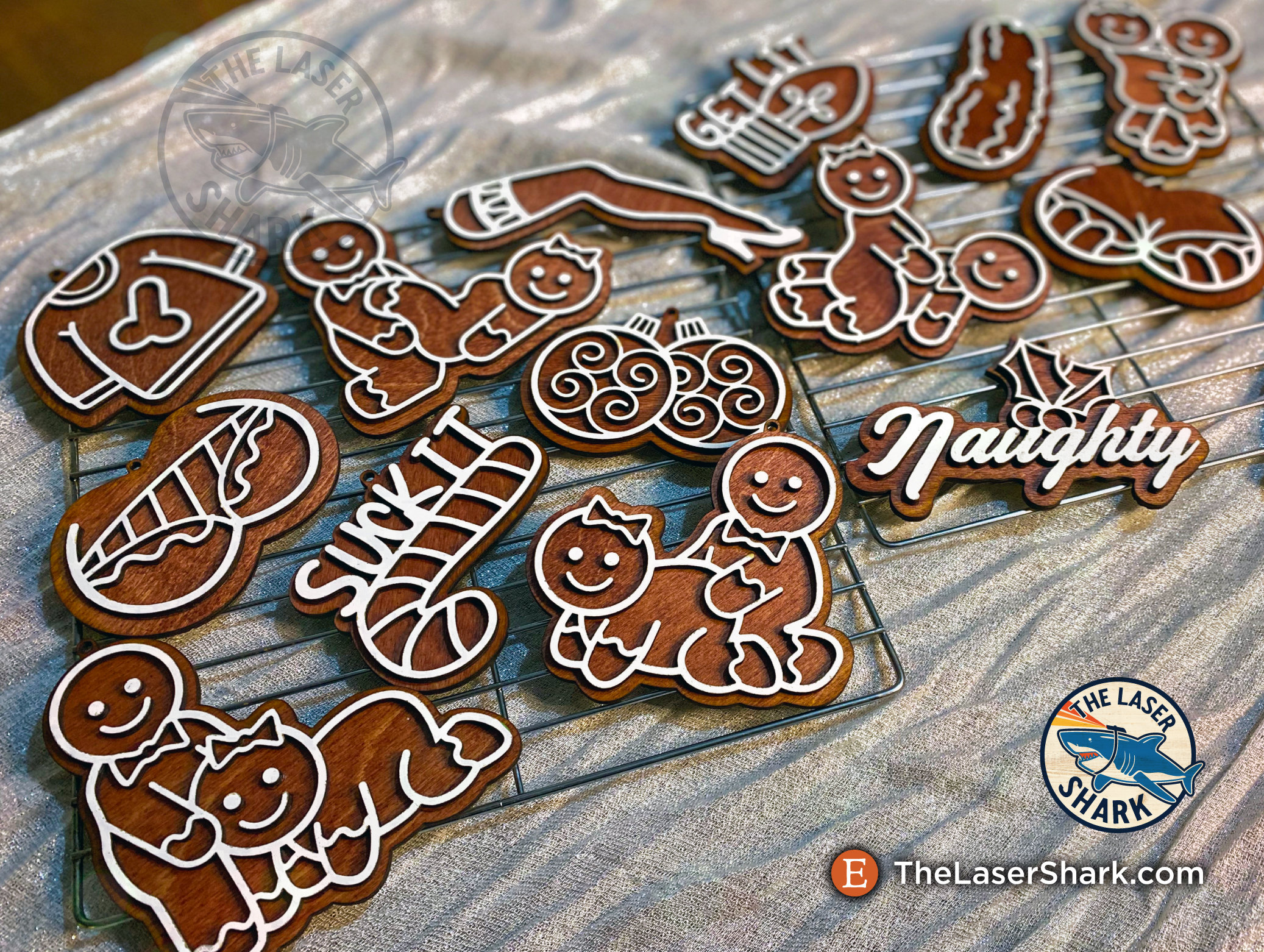 Naughty Gingerbread Christmas Ornaments - SVG Laser Cut Files for ...
