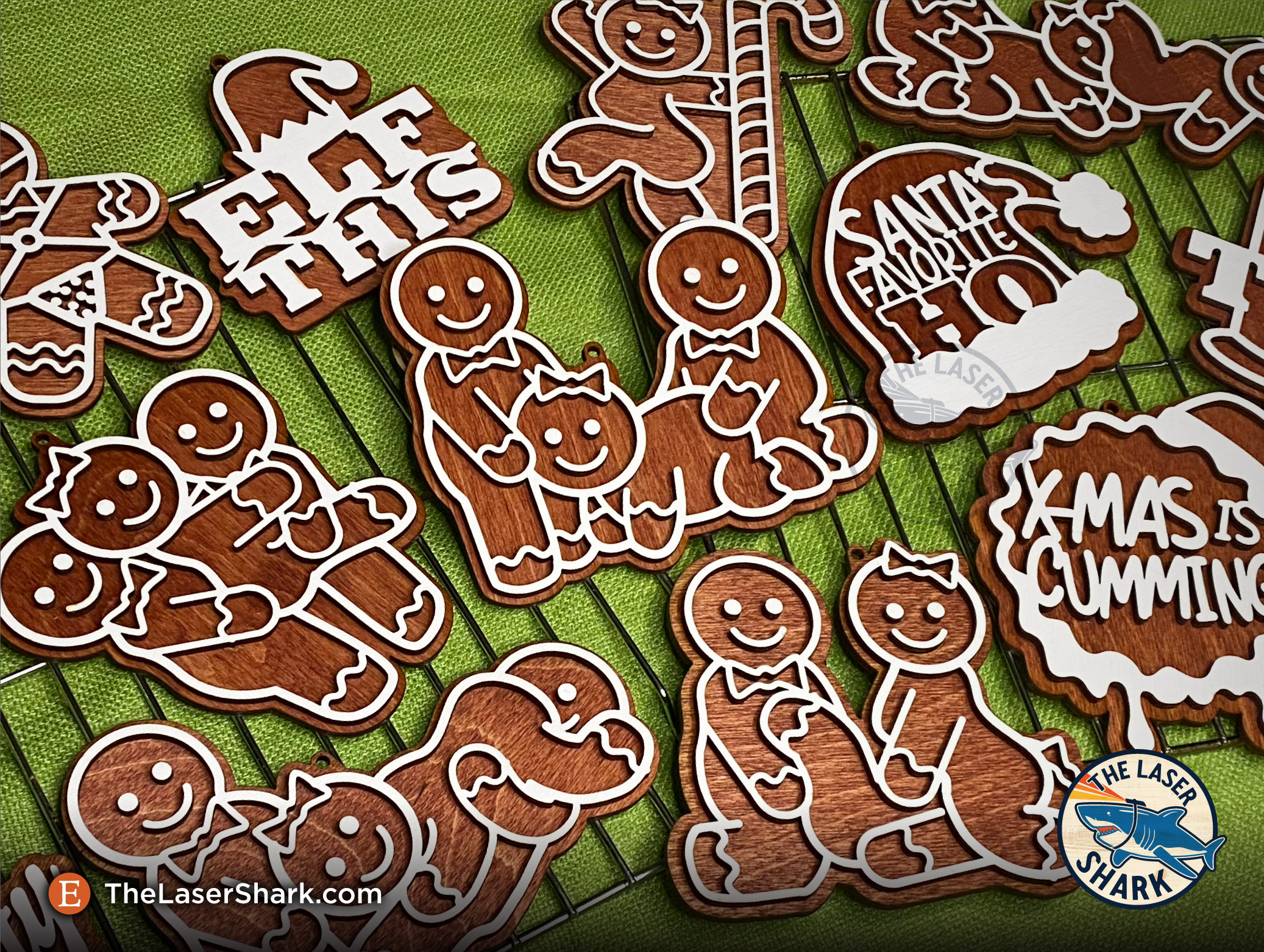 SET #3 Naughty Gingerbread Christmas Ornaments - SVG Laser Cut Files ...