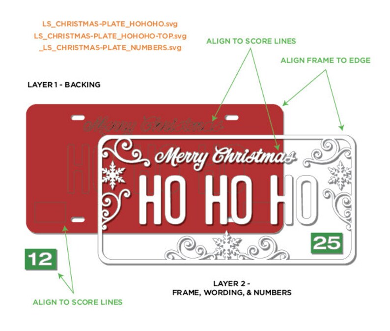 Christmas License Plates SVG Laser cut files for