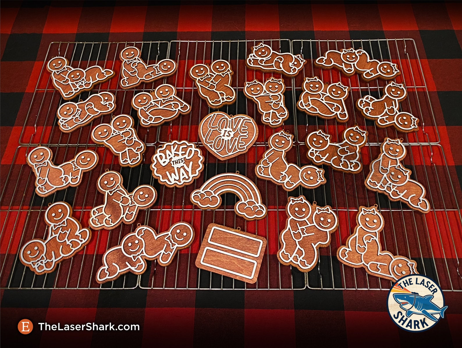 Same Sex Naughty Gingerbread Christmas Ornaments - SVG Laser Cut Files ...