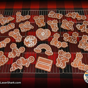 Same Sex Naughty Gingerbread Christmas Ornaments - SVG Laser Cut Files