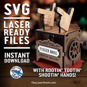 Finger Bang Spielzeug - SVG Laser geschnitten Dateien - Glowforge Cutter Artwork - Rootin Tootin Shooting Bewegung Automaten Schreibtisch Einzigartiges Geschenk Lustig