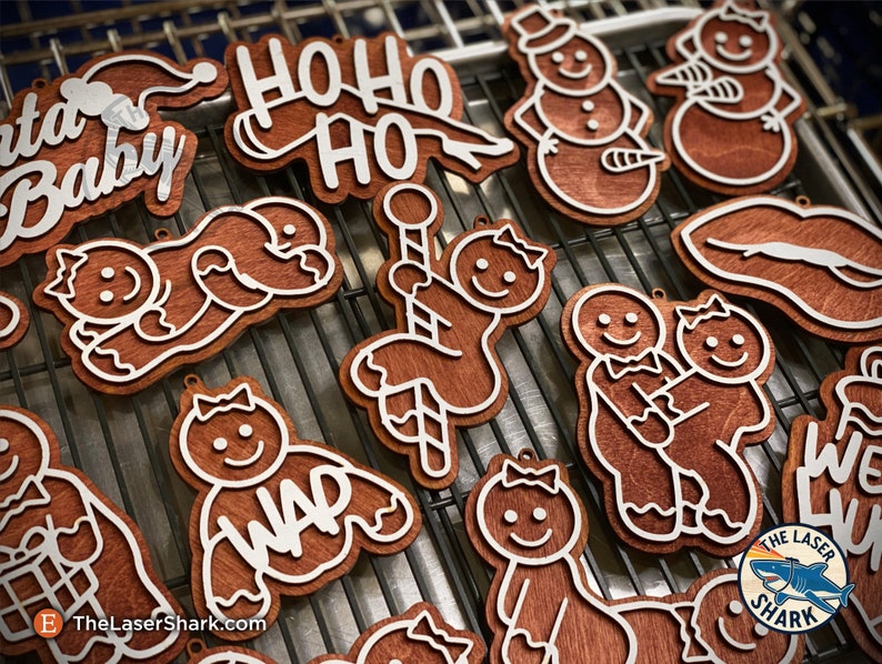 Download SET 2 Naughty Gingerbread Christmas Ornaments SVG Laser ...