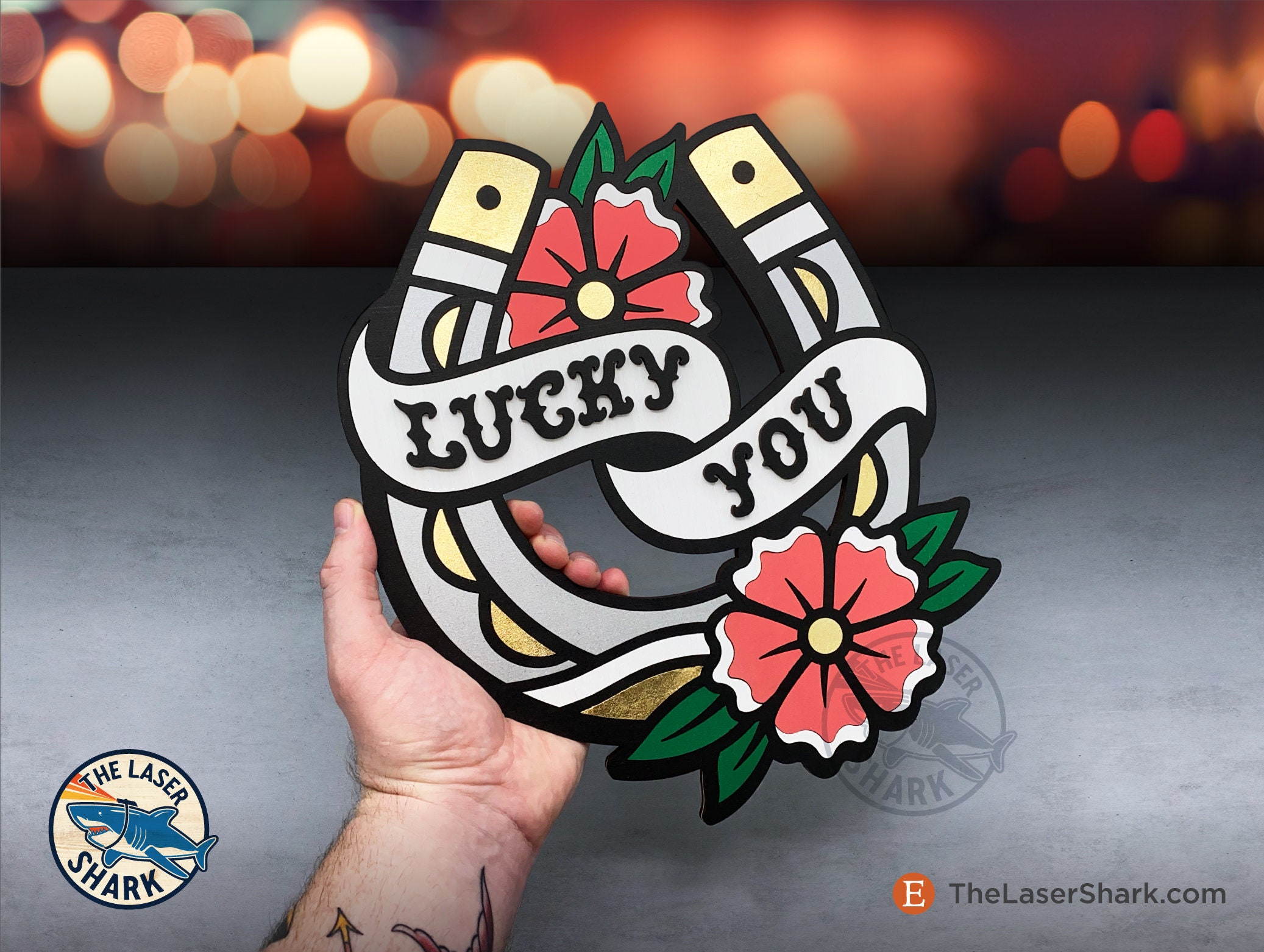 Lucky Horseshoe Tattoo SVG Laser Cut Files for Glowforge Laser - Etsy