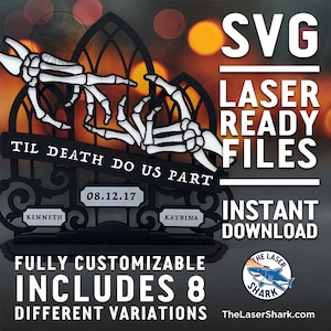 Bis Tod Jahrestag stehende Zeichen SVG Laser geschnitten Dateien - Glowforge Cutter Kunstwerk Vektor Datei Valentinstag Liebe Skelett anpassbare Daten