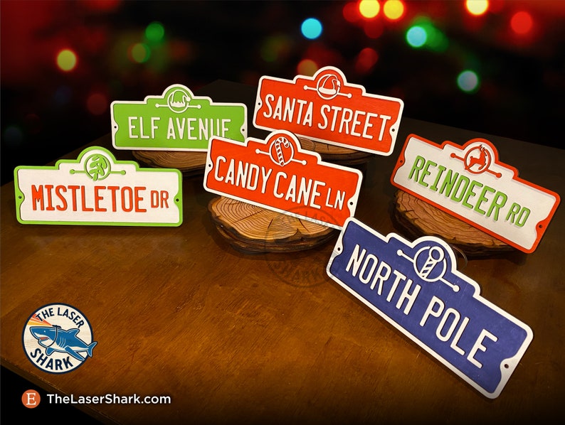 Christmas Street Signs SVG Laser Cut Files for Etsy UK
