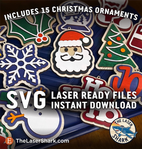 Christmas Sugar Cookie Ornaments SVG Laser cut files for Glowforge Cutter Artwork Vector File - Santa Snowman Joy Holiday Decor Tree Present