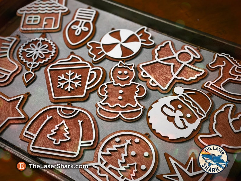 Download SET 2 Gingerbread Christmas Ornaments SVG Laser cut files ...