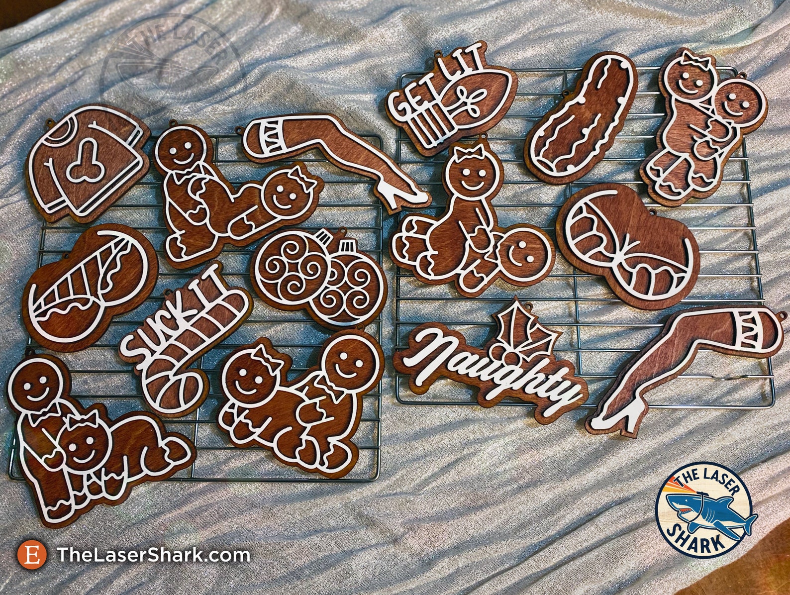 Naughty Gingerbread Christmas Ornaments - SVG Laser Cut Files for ...