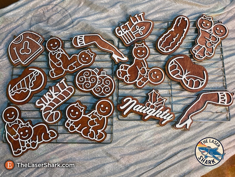 Download Naughty Gingerbread Christmas Ornaments SVG Laser cut ...