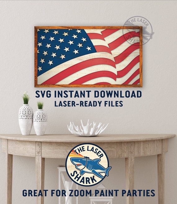 SVG American Flag Laser Cut File For Glowforge And Other Laser Cutters 