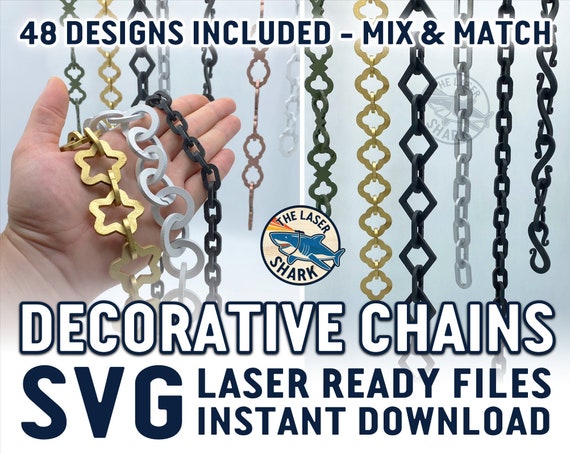 Decorative Chain Links 48 Styles SVG Laser Cut Files for Glowforge Laser  Cutter Artwork Vector File Hanging Decor Chains Hang Craft 