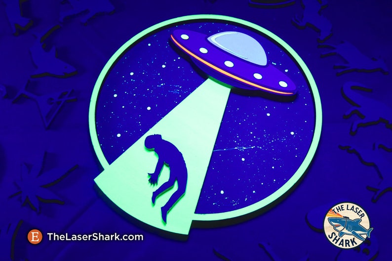 UFO Abduction SVG Laser cut files for Glowforge Laser Cutter | Etsy