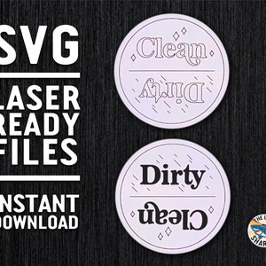 Czysty/brudny magnes zmywarki SVG pliki cięte laserowo do pliku grafiki laserowej - prosty, łatwy Scrap Buster grawerowanie artykułów gospodarstwa domowego Kuchnia domowa