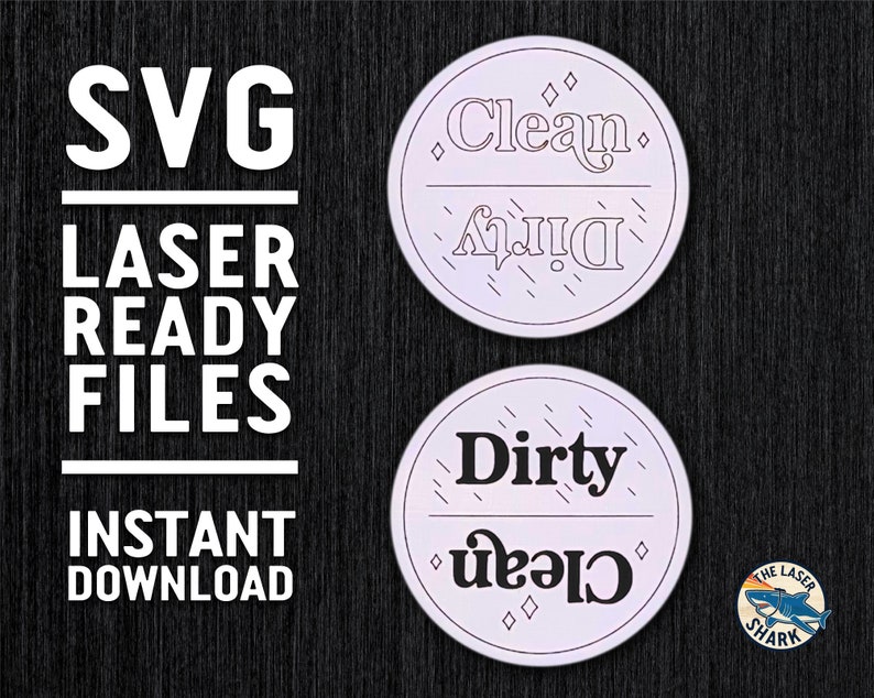 Clean/dirty Dishwasher Magnet SVG Laser Cut Files for Laser Cutter ...