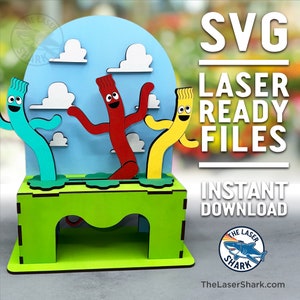 Wacky Winken Tube Männer Spielzeug SVG Laser cut Dateien - Glowforge Cutter Kunstwerk Datei Aufblasbar Bewegung Automaten Schreibtisch Einzigartiges Geschenk Spaß lustig lachen