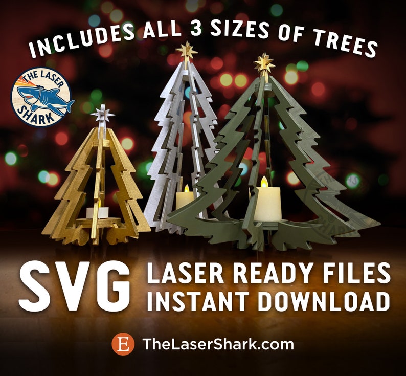 Download 3D Christmas Trees SVG Laser cut files for Glowforge Laser ...