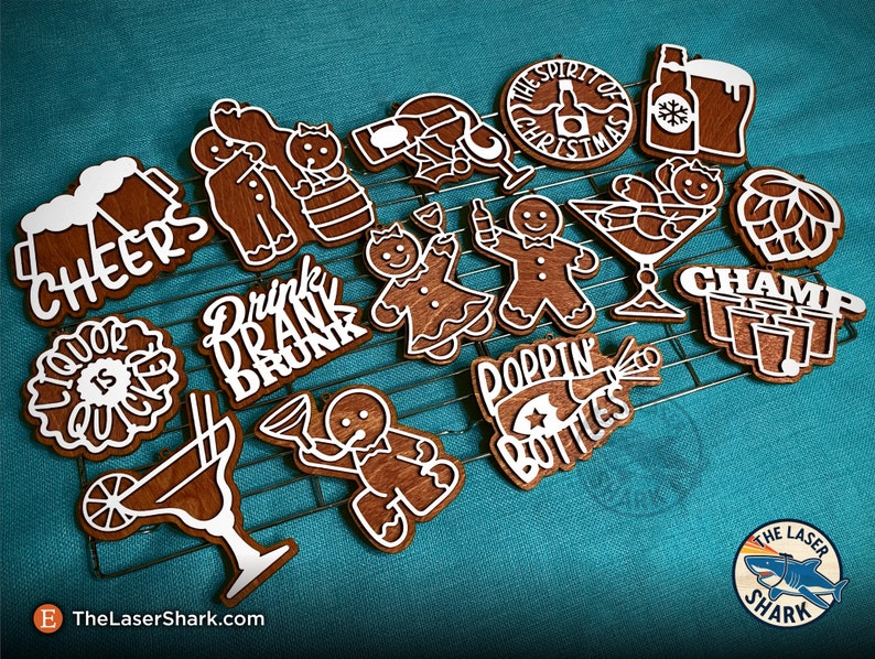 Download Alcohol Themed Naughty Gingerbread Christmas Ornaments SVG ...
