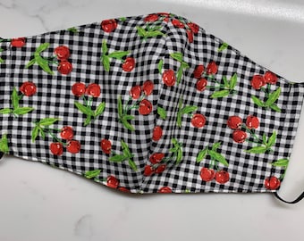 Cherries gingham mask with filters