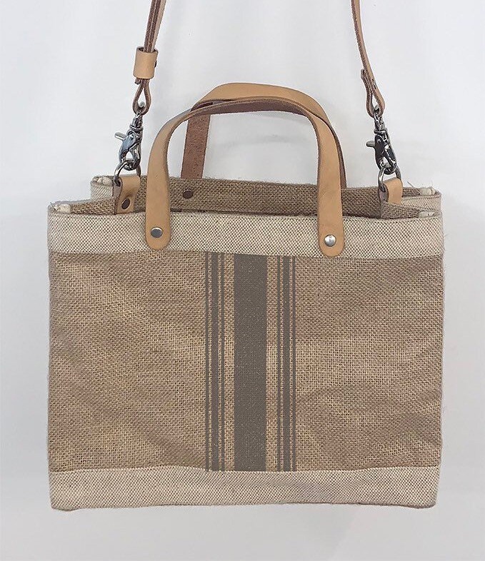 Striped Oversized Tote Bag - Coffee