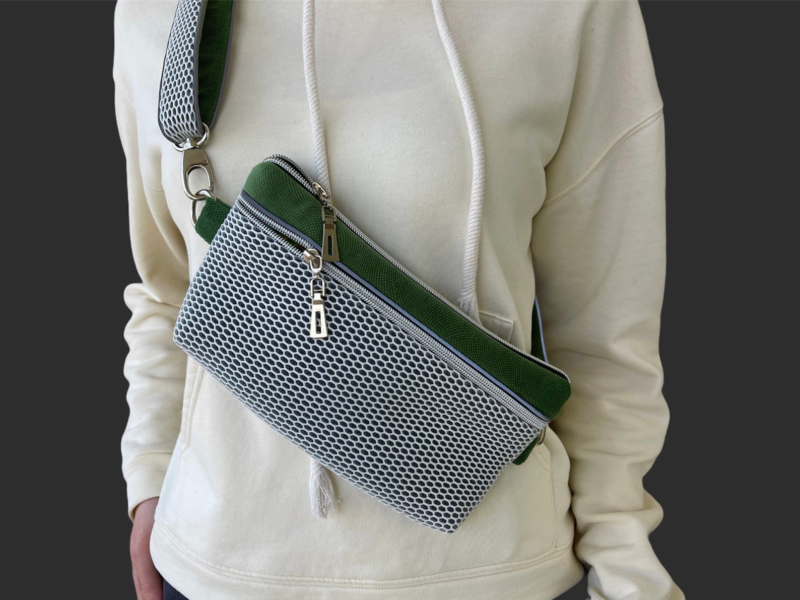 Sport fanny pack with reflective piping Lime green mesh Etsy