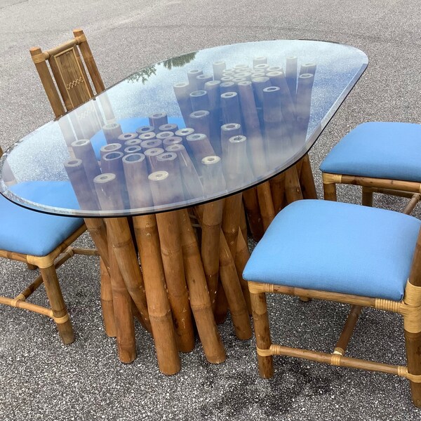 Bamboo Dining Table and Chairs Etsy UK