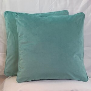 Contemporary Italian Velvet Mint Green Pillows A Pair