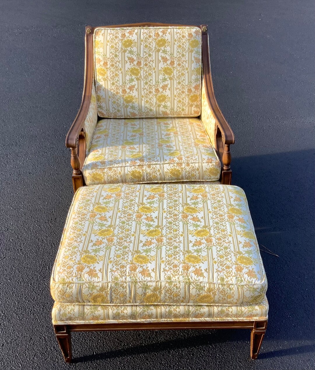 Modern Vintage Chair and Ottoman in Oak Wood Etsy
