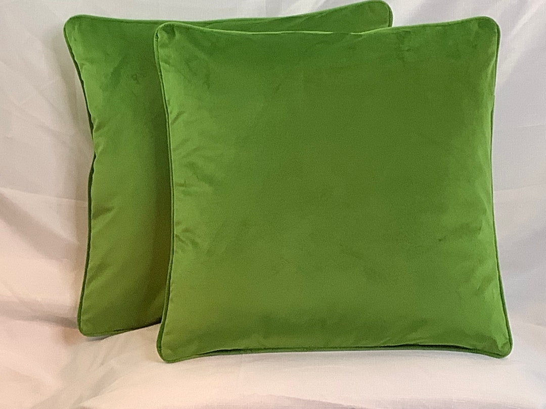 Contemporary Italian Velvet Apple Green Pillows A Pair Etsy UK