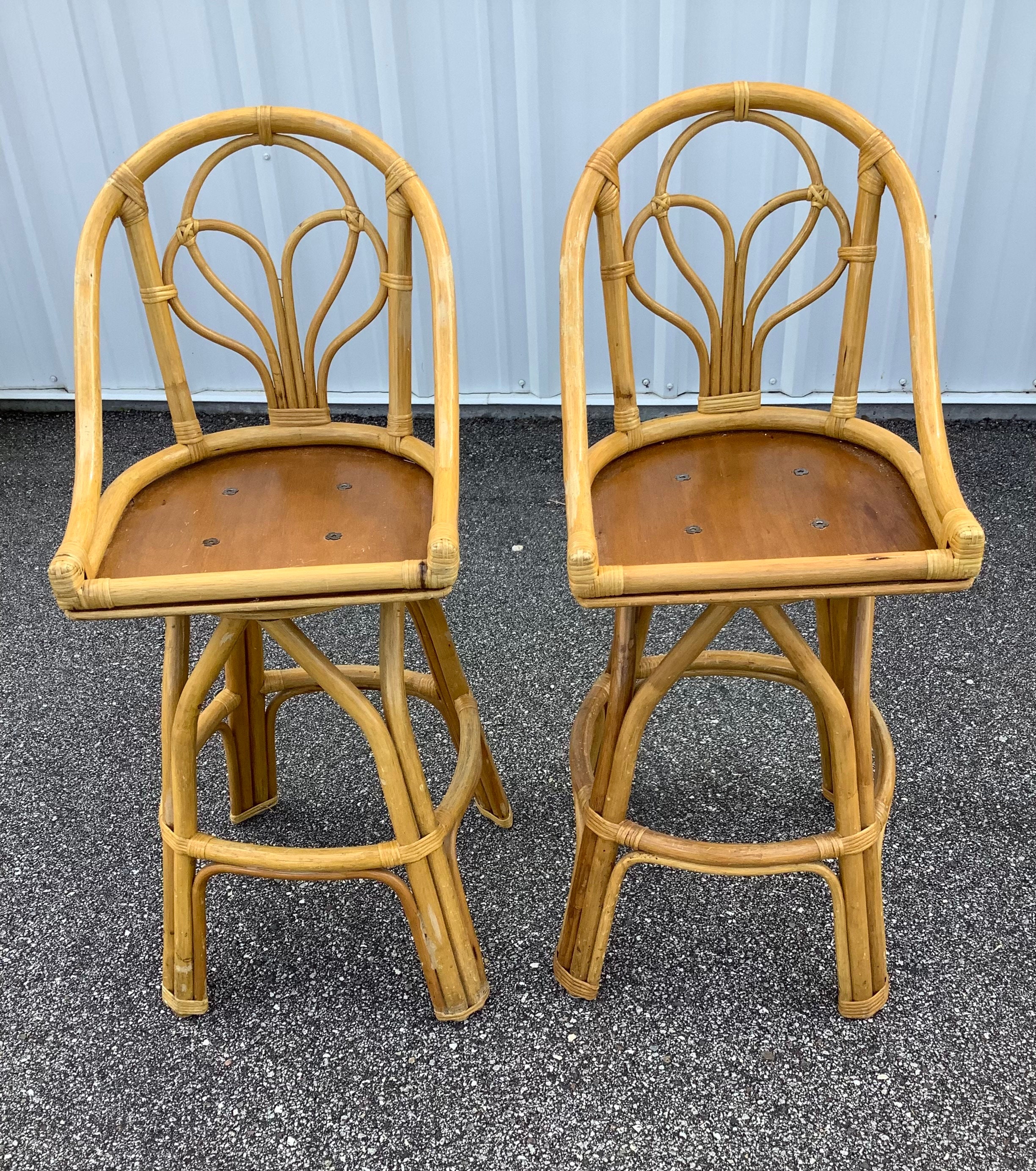 Vintage bamboo cheap bar stools