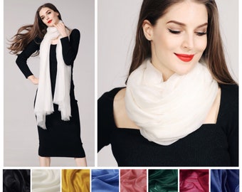 Luxurious Cashmere Scarf, Featherlight Cashmere Silk Shawl Wrap, Lightweight Stole, Wedding Shawl/Bridal Wrap/Evening Cover Up, Gift For Her