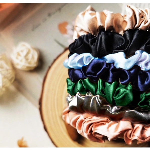 100% Pure Mulberry Silk Scrunchies, Handmade Top Grade (6A) 19 momme Luxury Silk Hair Ties