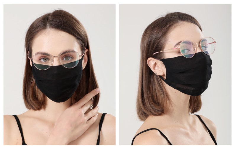 Breathable Silk Mask, 100% Mulberry Silk Mask with Adjustable Earloops, Ultra Sheer Lightweight Mesh Mask with Filter Pocket, Anti-fog Mask Bild 2