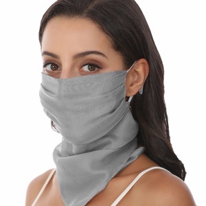 100% Mulberry Silk Scarf Mask With Filter Pocket, Breathable Silk ...