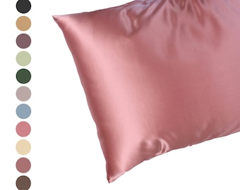 100% Mulberry Silk Pillowcase, Handmade 19/22 Momme Silk Pillow Cover, Zipper/Envelope Closure, 15 Colors, Standard/Queen/King/Custom Size