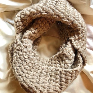 Handmade Crocheted - Oatmeal Double Wrap Infinity Scarf