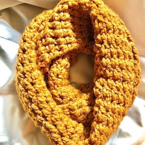 Handmade Crocheted - Yellow Double Wrap Infinity Scarf