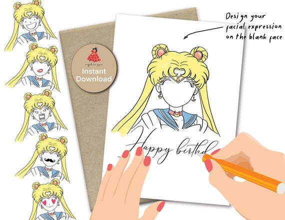 2 Sailor Moon Birthday Cards Sailor Moon Inspirational - Etsy