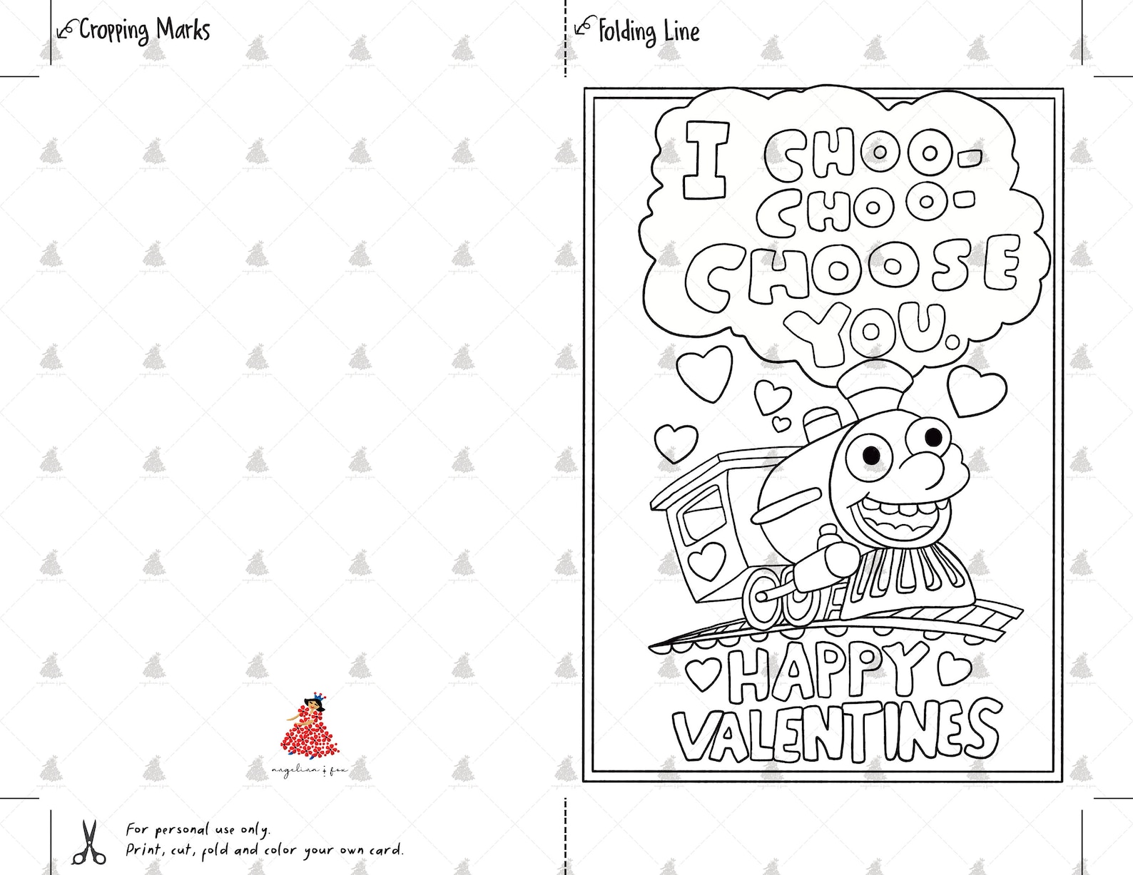 I Choo Choo Choose You Colourable Valentines Card From Child Etsy