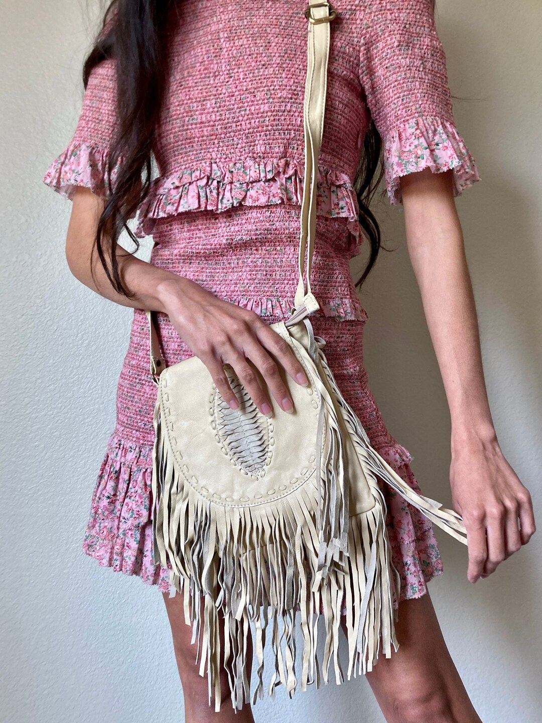 Oreanas Fringe Purse Rutton Ranch Small Boho Leather Bag, White Leather Purse, Fringed Leather Bag, Small ...