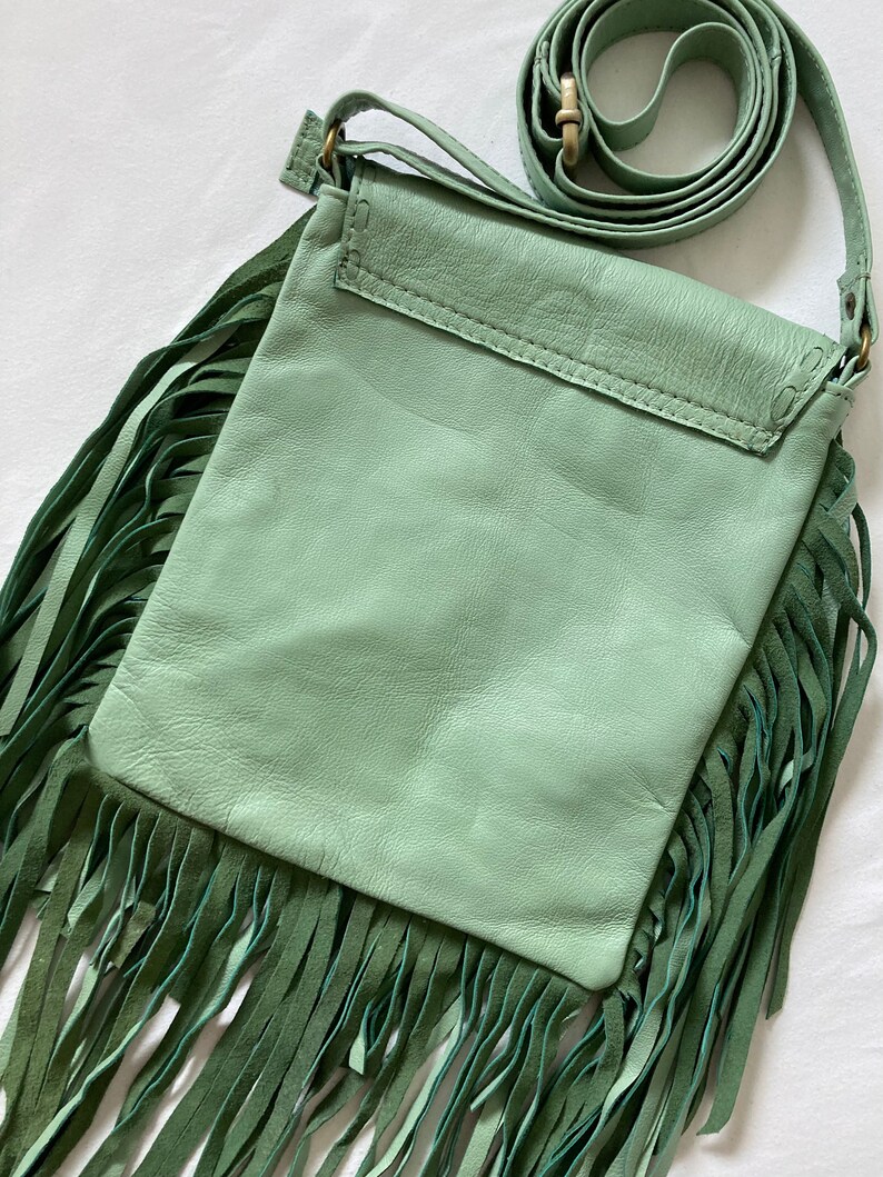 Gemeli Leather Crossbody Bags - Pastel Green