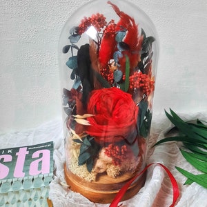 Glass dome flowers,Glass cloche.Decoration objects,Glass dome preserved flowers ,Dried flower arrangements, Dried flower decor