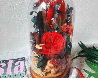 Glass dome flowers,Glass cloche.Decoration objects,Glass dome preserved flowers ,Dried flower arrangements, Dried flower decor