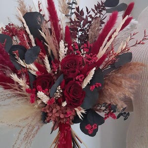Großer Hochzeitsstrauß Burgund, Brautstrauß Boho.Großer Hochzeitsstrauß, Brautjungferstrauß, Trockenblumenstrauß, Burgunderstrauß