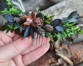 Woodland Wedding Hair Comb: Pine Cone & Fern Bridal Hair Piece