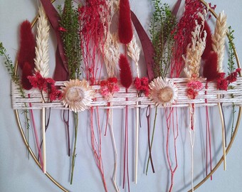 Burgundy floral hoop wreath,Floral metal ring decor,Farmhouse door wreath,Rustic door wreath,Dried flower wreath,Door wreath hoop