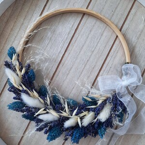Gedroogde lavendelkrans Gedroogde bloem muurkrans Gedroogde bloemenkrans Boho deurkrans Gedroogde bloemenkrans Decoratieve krans Droge krans Decor