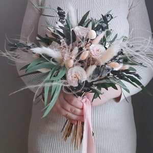 Blush pink bouquet Boho bridal bouquet Rustic wedding bouquet Dried wedding bouquet Boho wedding bouquet Bridesmaid bouquet