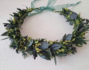 Forest greenery wedding crown.Eucalyptus flower hair wreath,Bridal hair piece